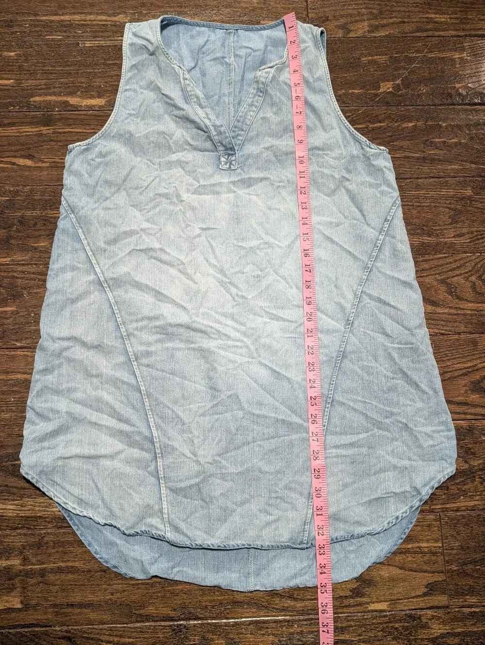 Cupshe Mini Dress Light Wash Denim V Neckline - Picture 8 of 9